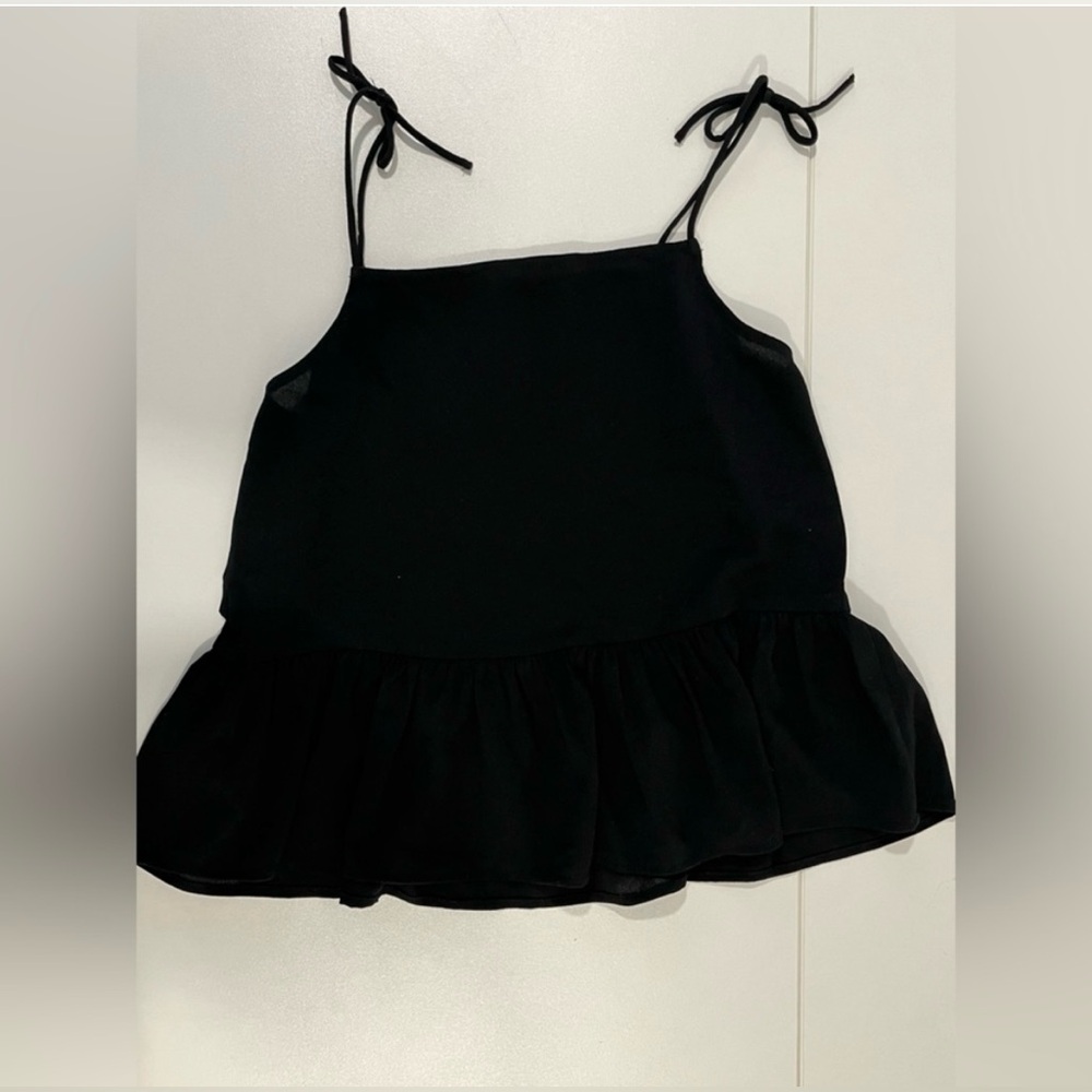 H&M bow-detail top, black, 9-10Y